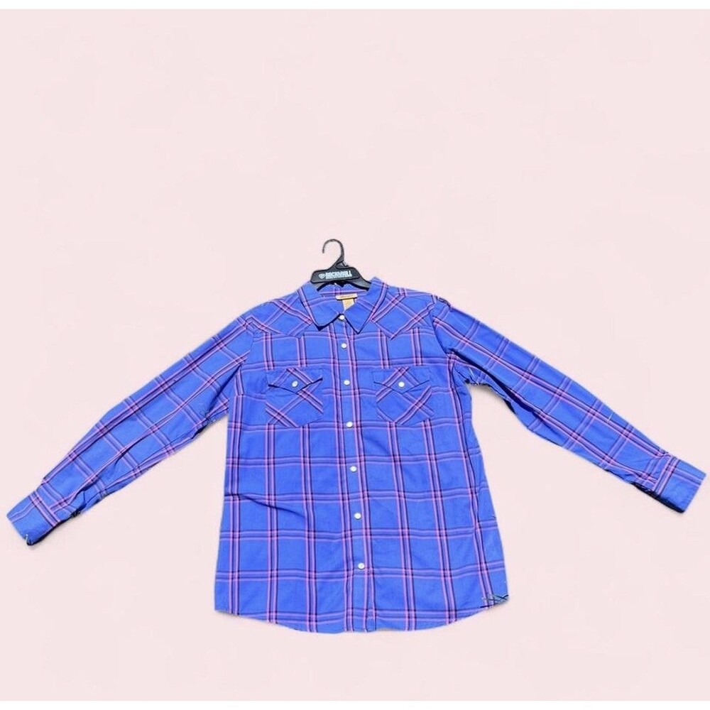 Wrangler 112335507 Women’s Size L Western Plaid, Long Sleeve, Pearl Snap Shirt - Picture 14 of 16